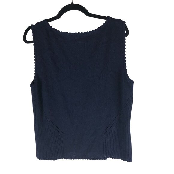 St John Santana Knit Sweater Vest V Neck Navy Blue L - Picture 3 of 4